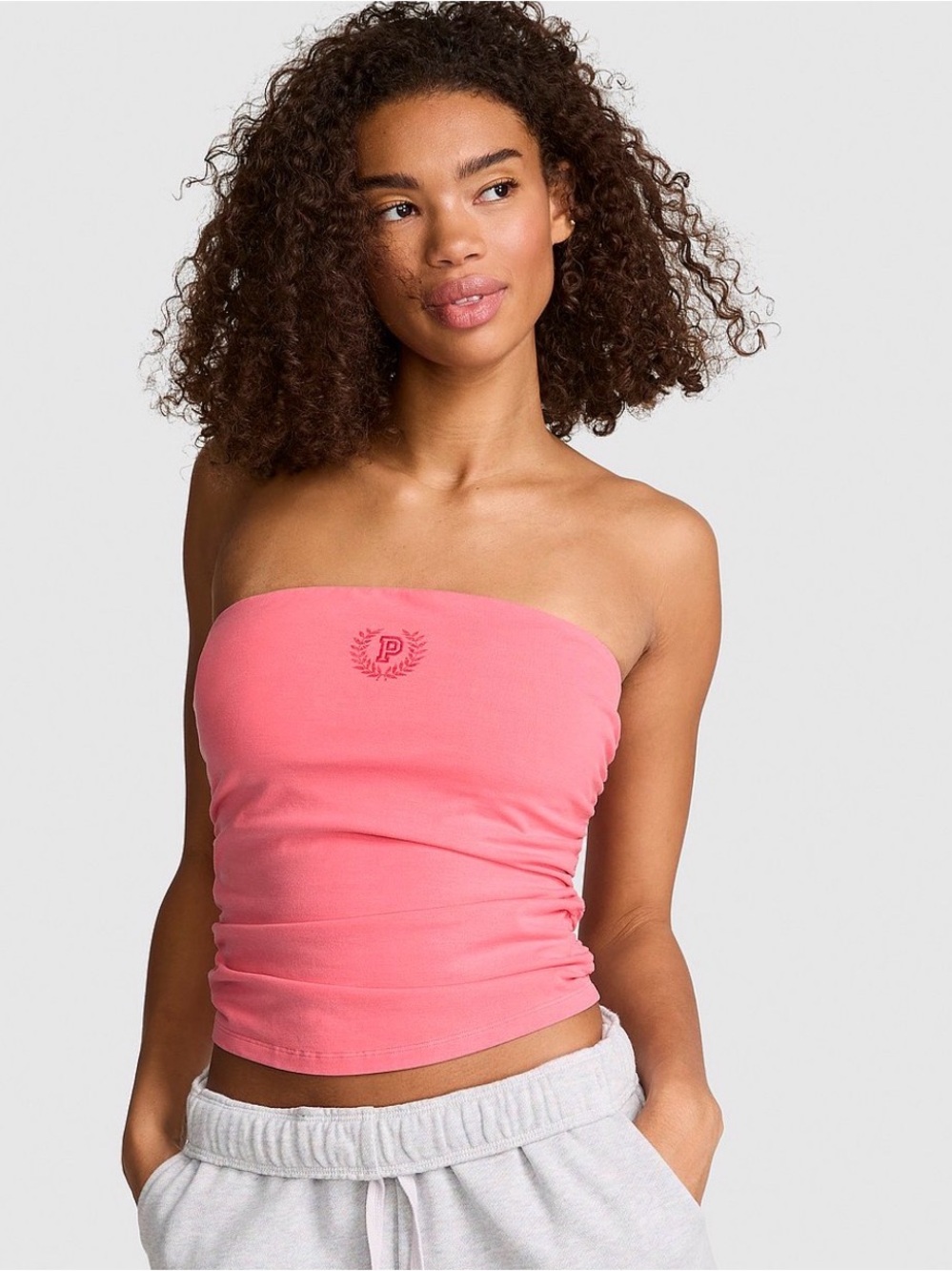 VICTORIAS SECRET SIDE RUCHED COTTON TUBE TOP